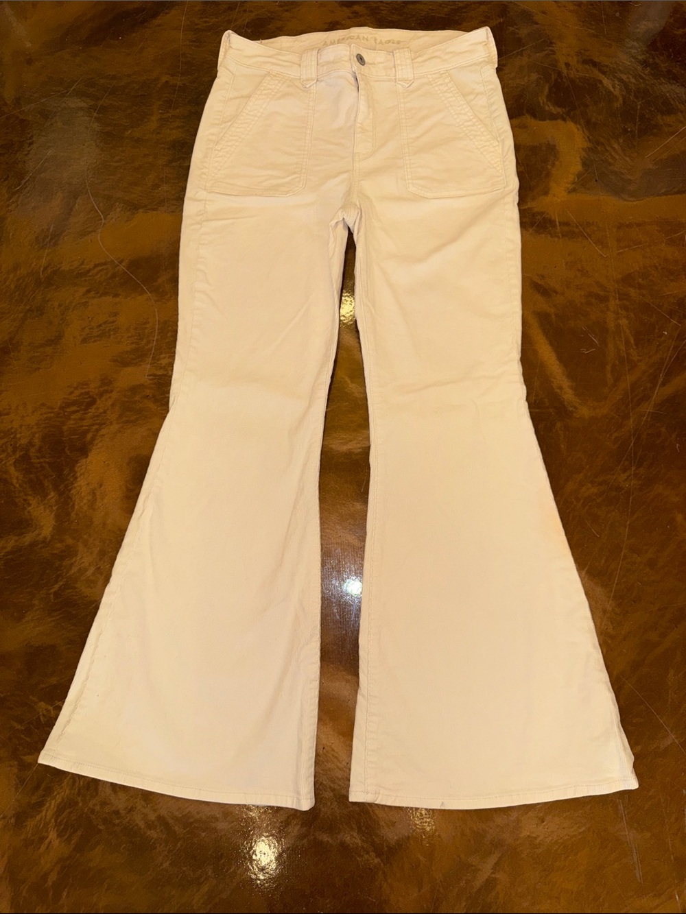 American Eagle Outfitters Corduroy Cream Festival Flare Jeans